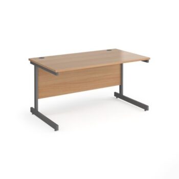 Contract 25 straight desk with graphite cantilever leg 1400mm x 800mm beech top - CC14S-G-B