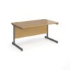 Contract 25 straight desk with graphite cantilever leg 1400mm x 800mm oak top - CC14S-G-O