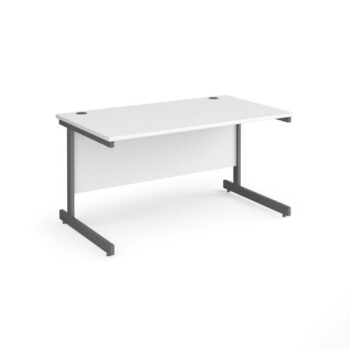 Contract 25 straight desk with graphite cantilever leg 1400mm x 800mm white top - CC14S-G-WH