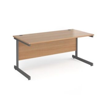 Contract 25 straight desk with graphite cantilever leg 1600mm x 800mm beech top - CC16S-G-B