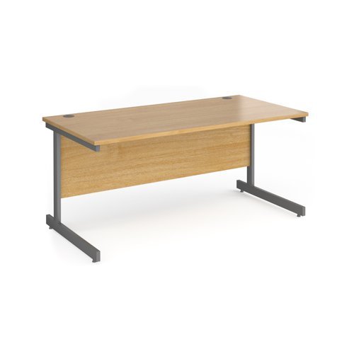 Contract 25 straight desk with graphite cantilever leg 1600mm x 800mm oak top - CC16S-G-O