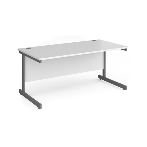 Contract 25 straight desk with graphite cantilever leg 1600mm x 800mm white top - CC16S-G-WH