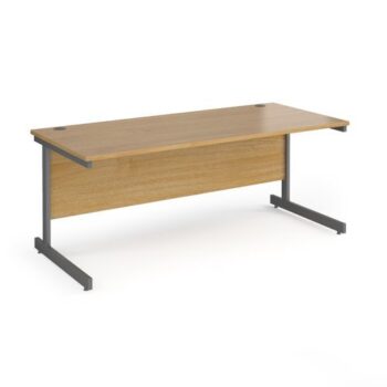 Contract 25 straight desk with graphite cantilever leg 1800mm x 800mm oak top - CC18S-G-O