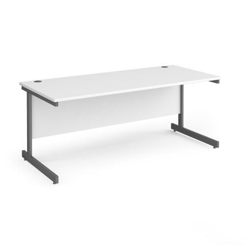 Contract 25 straight desk with graphite cantilever leg 1800mm x 800mm white top - CC18S-G-WH
