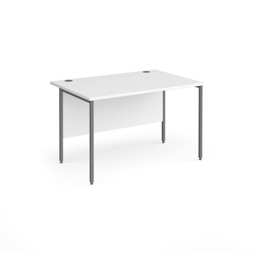 Contract 25 straight desk with graphite H-Frame leg 1200mm x 800mm white top - CH12S-G-WH