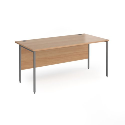 Contract 25 straight desk with graphite H-Frame leg 1600mm x 800mm beech top - CH16S-G-B