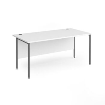 Contract 25 straight desk with graphite H-Frame leg 1600mm x 800mm white top - CH16S-G-WH