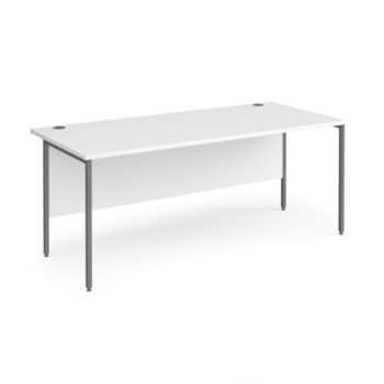 Contract 25 straight desk with graphite H-Frame leg 1800mm x 800mm white top - CH18S-G-WH