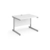 Contract 25 straight desk with silver cantilever leg 1000mm x 800mm white top - CC10S-S-WH