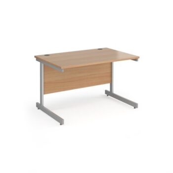 Contract 25 straight desk with silver cantilever leg 1200mm x 800mm beech top - CC12S-S-B