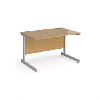Contract 25 straight desk with silver cantilever leg 1200mm x 800mm oak top - CC12S-S-O