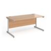 Contract 25 straight desk with silver cantilever leg 1600mm x 800mm beech top - CC16S-S-B