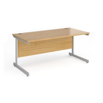Contract 25 straight desk with silver cantilever leg 1600mm x 800mm oak top - CC16S-S-O