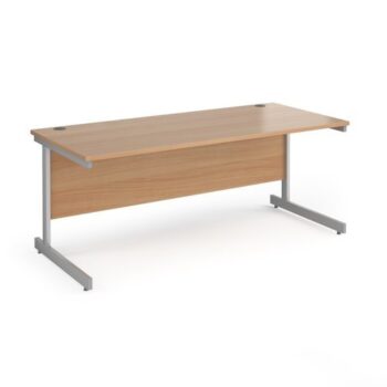 Contract 25 straight desk with silver cantilever leg 1800mm x 800mm beech top - CC18S-S-B