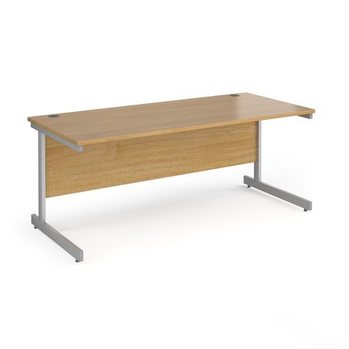 Contract 25 straight desk with silver cantilever leg 1800mm x 800mm oak top - CC18S-S-O