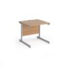 Contract 25 straight desk with silver cantilever leg 800mm x 800mm beech top - CC8S-S-B