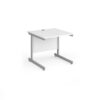 Contract 25 straight desk with silver cantilever leg 800mm x 800mm white top - CC8S-S-WH