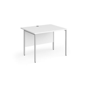 Contract 25 straight desk with silver H-Frame leg 1000mm x 800mm white top - CH10S-S-WH