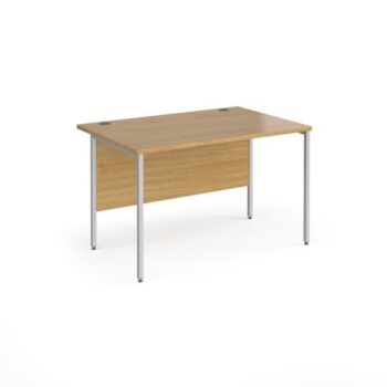 Contract 25 straight desk with silver H-Frame leg 1200mm x 800mm oak top - CH12S-S-O