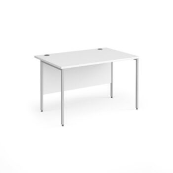 Contract 25 straight desk with silver H-Frame leg 1200mm x 800mm white top - CH12S-S-WH