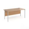 Contract 25 straight desk with silver H-Frame leg 1600mm x 800mm beech top - CH16S-S-B