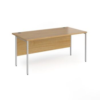 Contract 25 straight desk with silver H-Frame leg 1600mm x 800mm oak top - CH16S-S-O