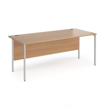 Contract 25 straight desk with silver H-Frame leg 1800mm x 800mm beech top - CH18S-S-B
