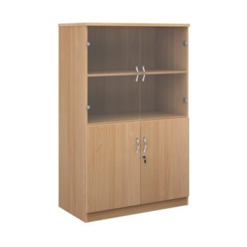Deluxe combination unit with glass upper doors 1600mm high with 3 shelves beech - DG16B
