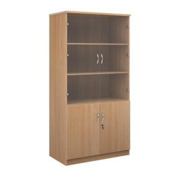 Deluxe combination unit with glass upper doors 2000mm high with 4 shelves beech - DG20B