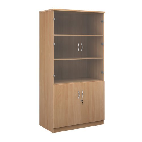 Deluxe combination unit with glass upper doors 2000mm high with 4 shelves beech - DG20B