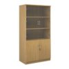 Deluxe combination unit with glass upper doors 2000mm high with 4 shelves oak - DG20O