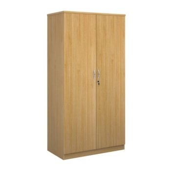 Deluxe double door cupboard 2000mm high with 4 shelves oak - BD20O