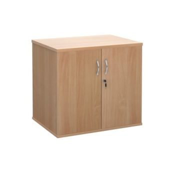 Deluxe double door desk high cupboard 600mm deep beech - DHCCB