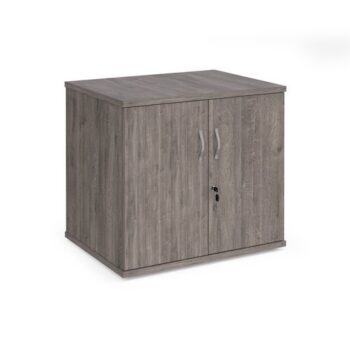 Deluxe double door desk high cupboard 600mm deep grey oak - DHCCGO