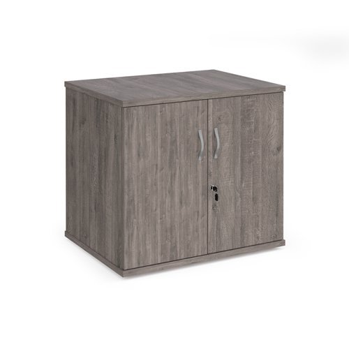 Deluxe double door desk high cupboard 600mm deep grey oak - DHCCGO