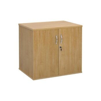 Deluxe double door desk high cupboard 600mm deep oak - DHCCO