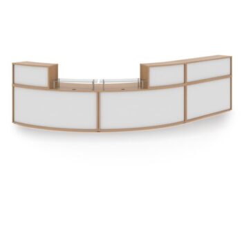 Denver extra large curved complete reception unit beech with white panels - DVB04-BWH