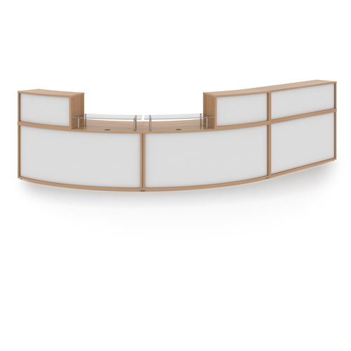 Denver extra large curved complete reception unit beech with white panels - DVB04-BWH