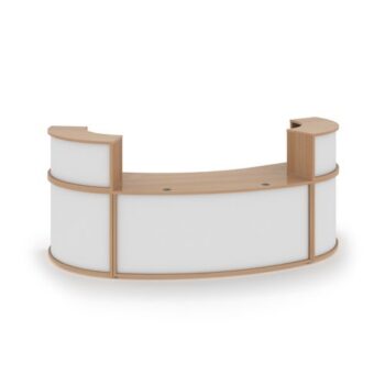 Denver large curved complete reception unit beech with white panels - DVB05-BWH