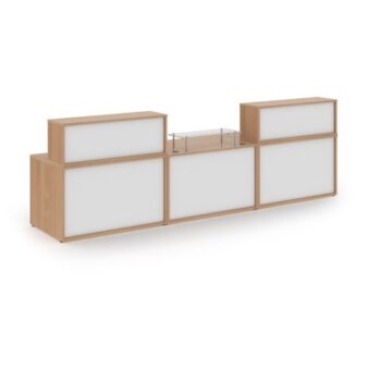 Denver large straight complete reception unit beech with white panels - DVB06-BWH