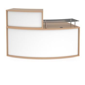 Denver medium curved complete reception unit beech with white panels - DVB02-BWH