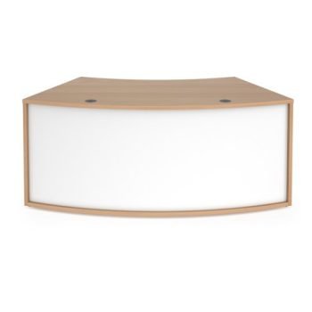 Denver reception 45? curved base unit 1800mm beech with white panels - RUHC18D-BWH