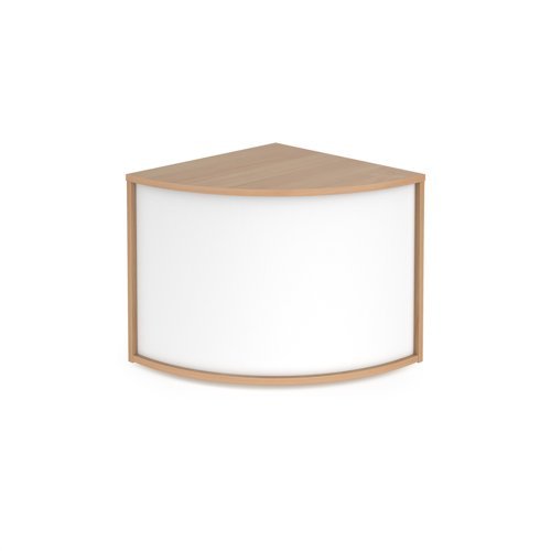 Denver reception 90? corner base unit 800mm beech with white panels - RUC8D-BWH