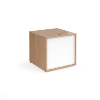 Denver reception straight base unit 800mm beech with white panels - RU8D-BWH