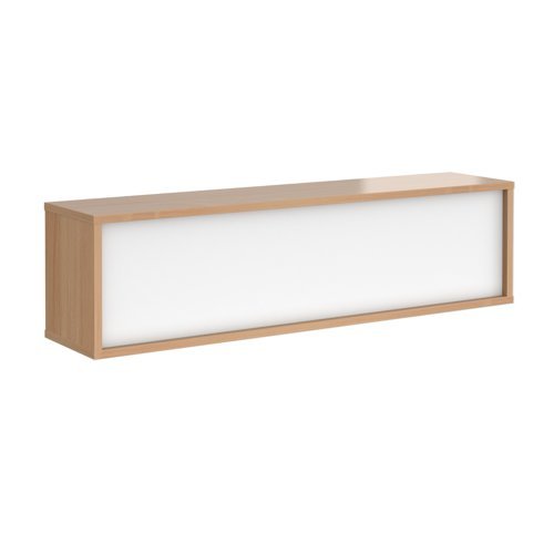 Denver reception straight top unit 1600mm beech with white panels - RU16H-BWH