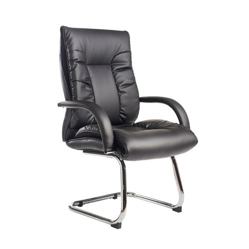 Derby high back visitors chair black faux leather - DER100C1-BLK