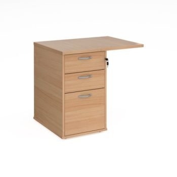 Desk high 3 drawer pedestal 600mm deep with 800mm flyover top beech - R25EP8B