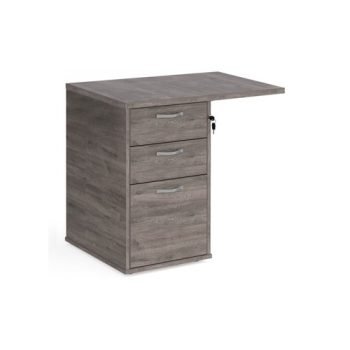 Desk high 3 drawer pedestal 600mm deep with 800mm flyover top grey oak - R25EP8GO