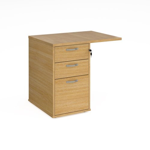 Desk high 3 drawer pedestal 600mm deep with 800mm flyover top oak - R25EP8O