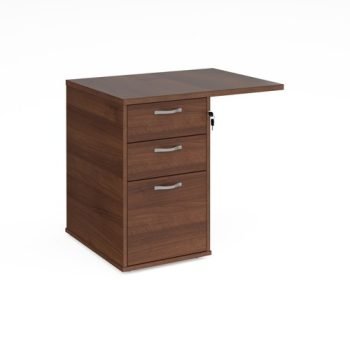 Desk high 3 drawer pedestal 600mm deep with 800mm flyover top walnut - R25EP8W
